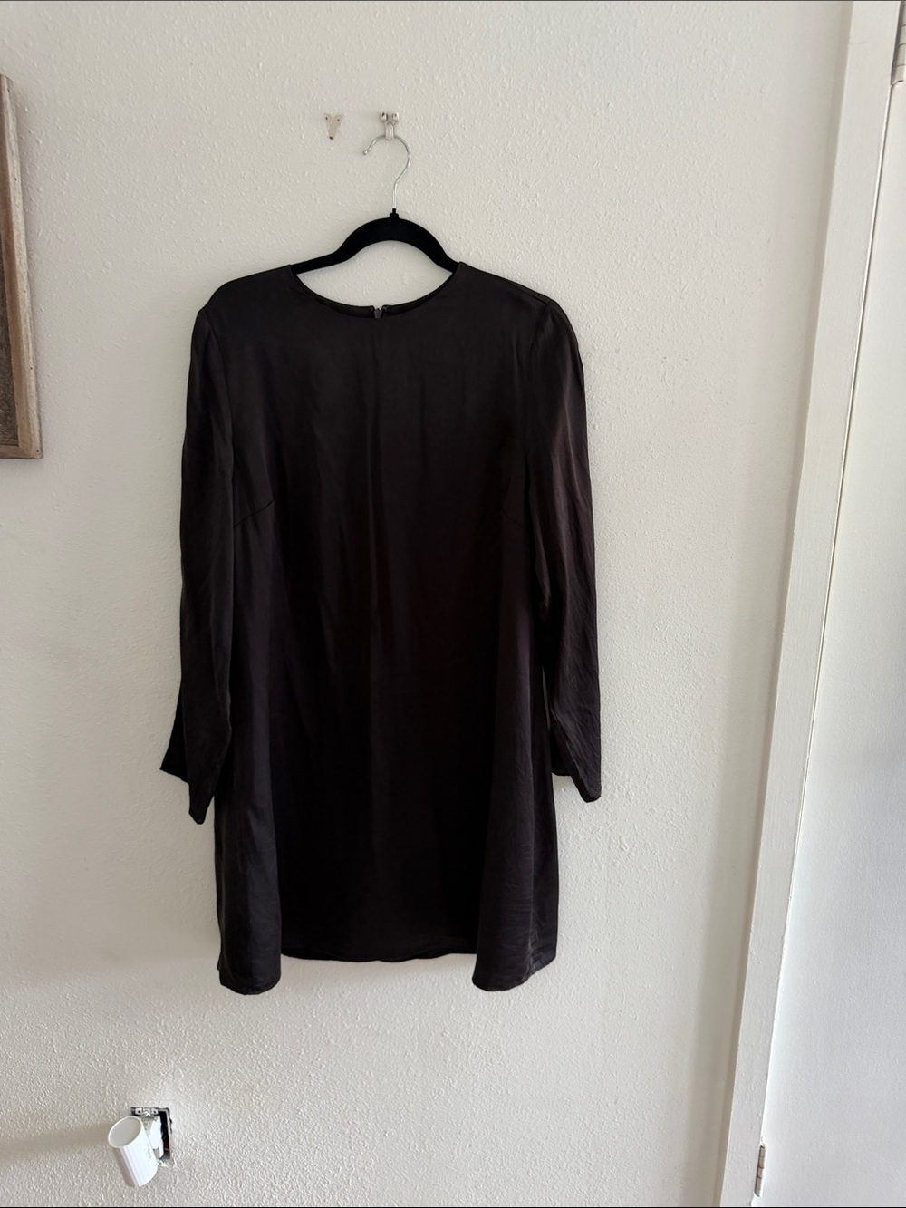 Banana Republic Black Long-Sleeve Shift Dress Chocolate Brown